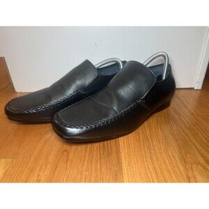 Giorgio Shoes Mens Size 10 Black Slip On Loafers Dress Moc Toe Business